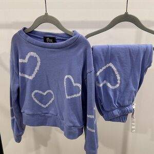 Flowers by Zoe Puple Heart Print Sweatshirt and Joggers Set size 5